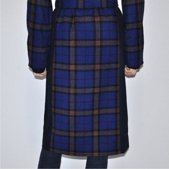G-STAR // padded fieldcoat belted blue orange tartan plaid wool blend - Picture 8 of 15